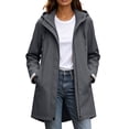 thumbnail image 3 of Zynoxe Women's Windbreaker Jackets Lightweight Zip Up Waterproof Jackets for Women Relaxed Mid Length Long Sleeve Drawstring Hooded Jacket Versatile Solid Color Outdoor Coat with Side Pockets S, 3 of 9