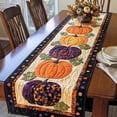 thumbnail image 5 of Halloween Quilted Pumpkin Table Runner 14x48in Reversible Fall Harvest Decor with Smiling Jack-O-Lantern Witch Hat for Dining Kitchen Mantel Home Accent, 5 of 6
