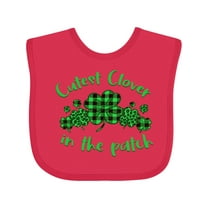 Inktastic St. Patrick's Day Cutest Clover in the Patch in Plaid Boys or Girls Baby Bib