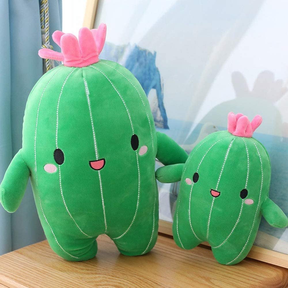 Cuddly Cactus Pillow with Smile Face and Pink Antenna Honey Cacti 