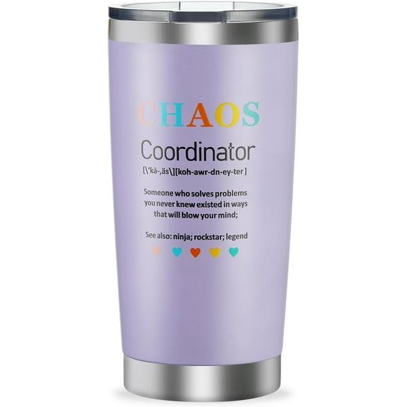 Tumbler, Durable Insulated Coffee Mug, Stainless Steel Tumbler with Lid for Women, Gifts for Coworker, Boss, Assistant, Teacher, Christmas, Birthday and Thank You Gifts, 20 Oz (Purple)