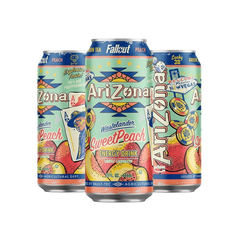 AriZona x Fallout Sweet Peach Green Tea Energy Drink – 15 fl oz
