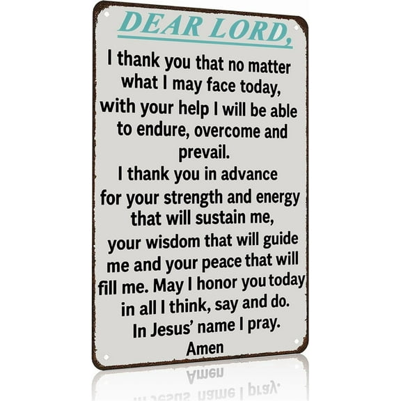 Christian Gifts God Gifts Dear Lord In Jesus' Name I Pray Vintage Tin Sign Religious Metal Wall Art for Home Church Prayer Room Office Chapel Decor 8x12 Inch (3567)