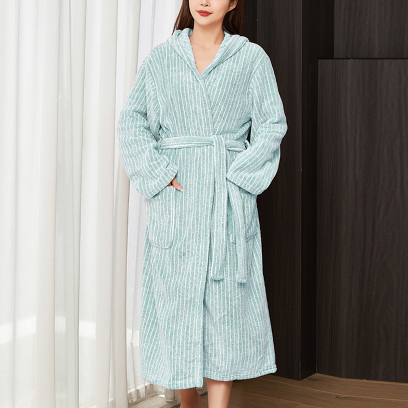 LSLJS Longue Robe de Bain pour Femmes en Polaire Douce, Robe de