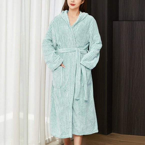 LSLJS Longue Bath Robe for Femmes Peluche Doux Peignoirs de Bain Chemise de Nuit Dames Pyjamas Vêtements de Nuit Housecoat