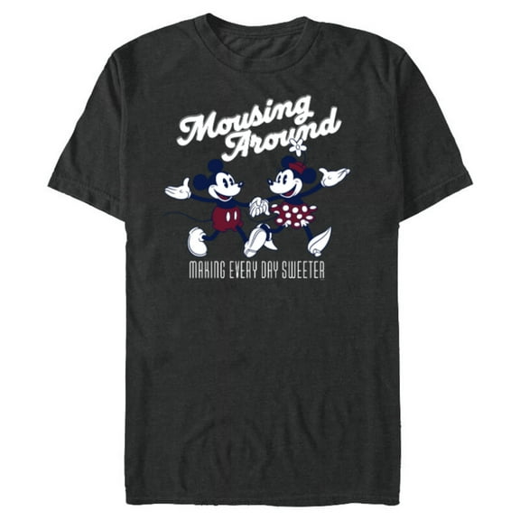Disney Mickey and Minnie Mousing Around Retro Vintage - Short Sleeve Blended T-Shirt for Adults - Customized-Dark Heather