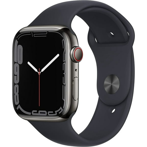 Restored Apple Watch Series 7 (GPS Cellular, 45mm) - Graphite Stainless Steel Case - Midnight Sport Band - (Refurbished)