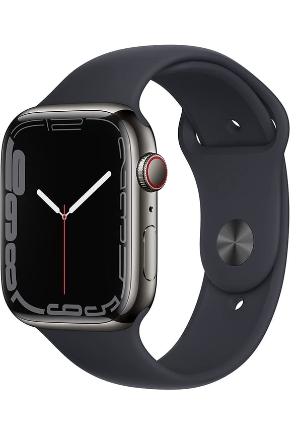 Restored Apple Watch Series 7 (GPS, 45mm) - Graphite Stainless Steel Case - Black Sport Band (Refurbished)