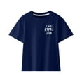 thumbnail image 4 of Odeerbi Kids T-Shirts Toddler Boys Girls Cotton T-Shirt Baby Father's Day Print Solid Color Comfortable Short Sleeve Top Navy - A, 4 of 5