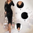 thumbnail image 3 of Vestido De Punto Vestido Sexy De Mujer Vestido Suéter De Manga Larga Abrigo Ajustado Vestido De Fiesta Con Cuello En V Vestido De Noche Ajustado Ropa De Club Vestido De Lápiz Vestidos De Punto, 3 of 5