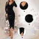 thumbnail image 3 of Vestido De Punto Vestido Sexy De Mujer Vestido Suéter De Manga Larga Abrigo Ajustado Vestido De Fiesta Con Cuello En V Vestido De Noche Ajustado Ropa De Club Vestido De Lápiz Vestidos De Punto, 3 of 5