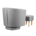 thumbnail image 5 of Dazone Modern Wood Linen Fabric Sponge Solid Print Swivel Armchair with Footstool, Gray, 5 of 6