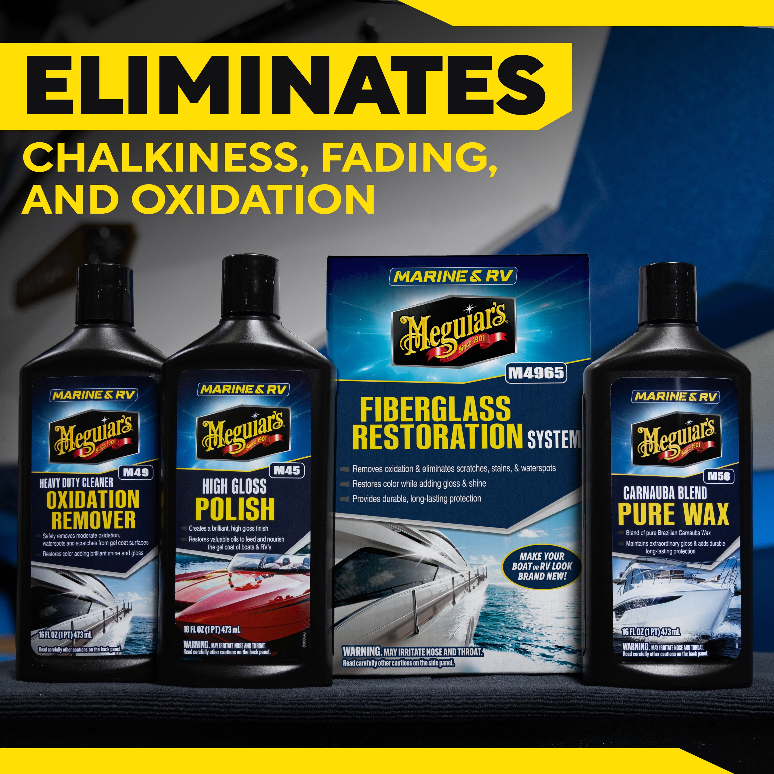 Meguiar's Marine/RV Fiberglass Restoration System, Off-White - Boat Cleaner Kit, 1 Pack