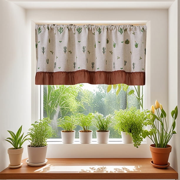s,,Decoraciones de interior, Adornos, Cortinas con cenefa para cocina, ventanas, paneles de cortina con bolsillo para barra corta que bloquean la luz, para ventanas pequeñas, baños, sótanos, cortinas