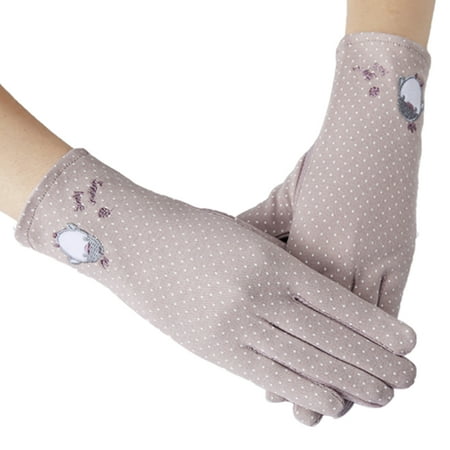 

Women Rabbit Ear Dotted Thin Cotton Anti UV Slip Touch Screen Driving Gloves