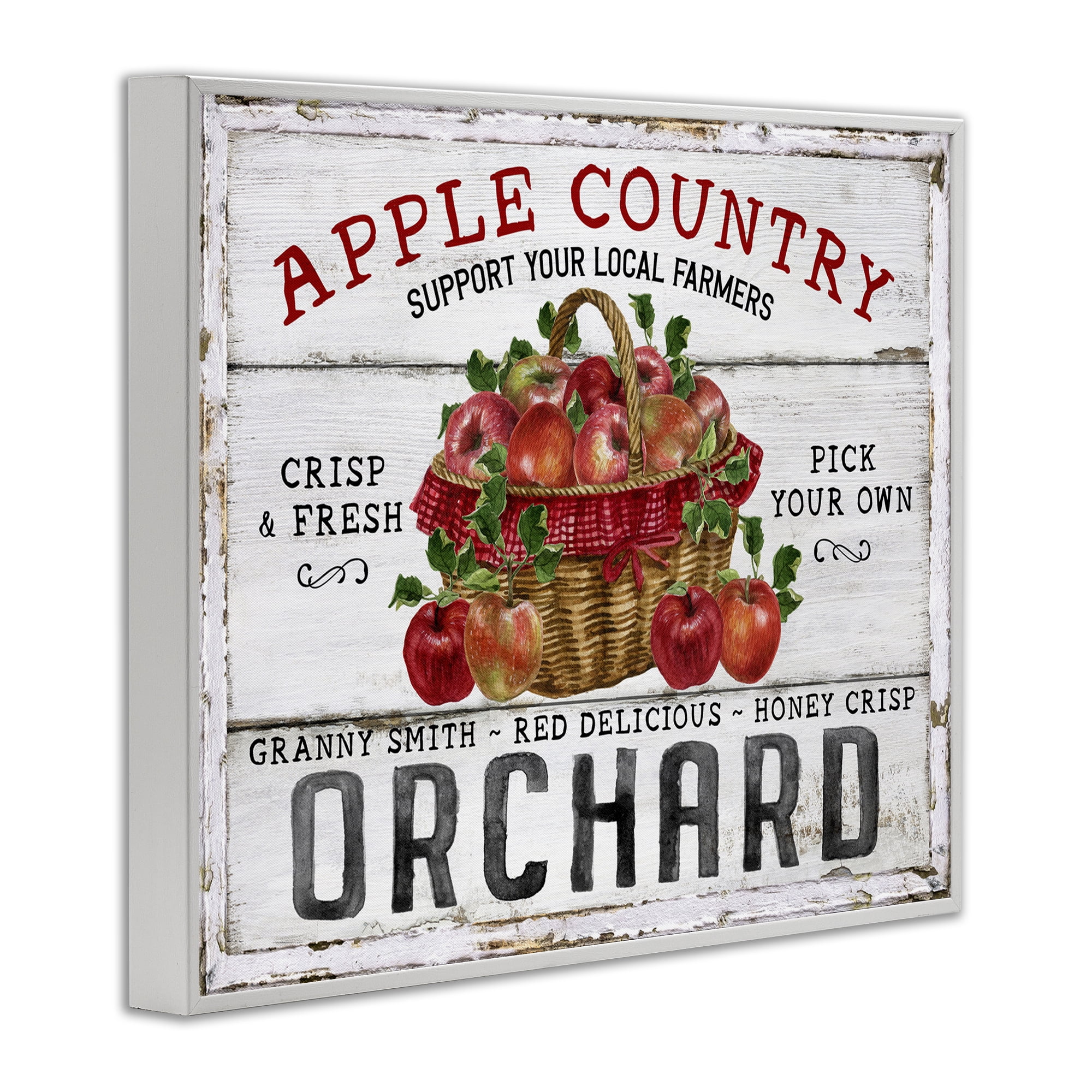Stupell Industries Rustic Apple Orchard Holiday Painting White Framed Art Prints Wall Art, 20 x 16