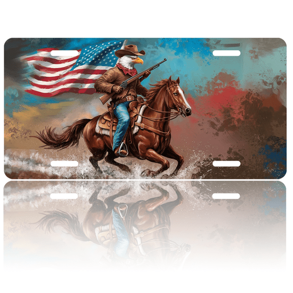 1 Pcs 2D Flat License Plate Covers & Frames, Eagle Rider For Decorative Front, Waterproof For Decoration Aluminum License Plate Covers & Frames Cover For Men Women, 12" X 6"