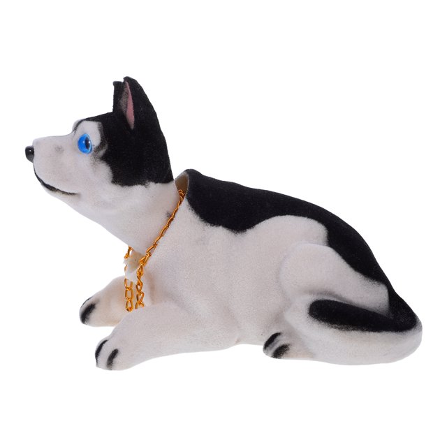 Adorno de perro con cabeza que se mueve, adorable adorno para coche, escritorio, hogar o tienda (Husky)