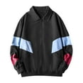 thumbnail image 5 of TAIAOJING Men's Jackets-Windproof Bomber Jacket Autumn Casual Loose Stitching Hooded Waterproof Breathable Flight Suit Thin Coat Top Blouse, 5 of 5