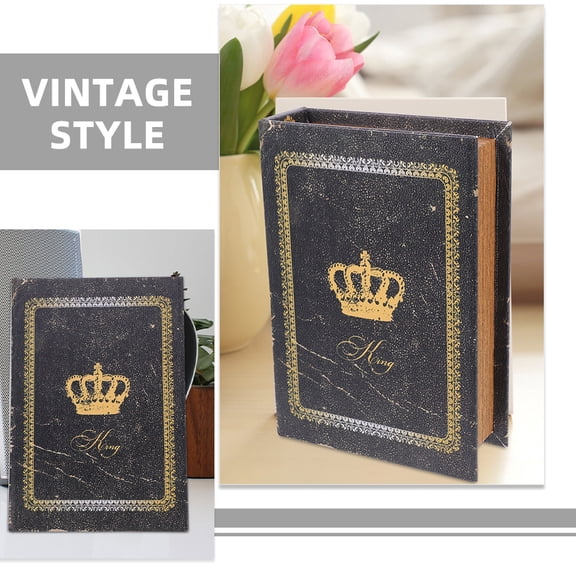 Antique Vintage Style Faux Book Wooden Storage Box for Home Decor and Organization, Decorative Storage Solution