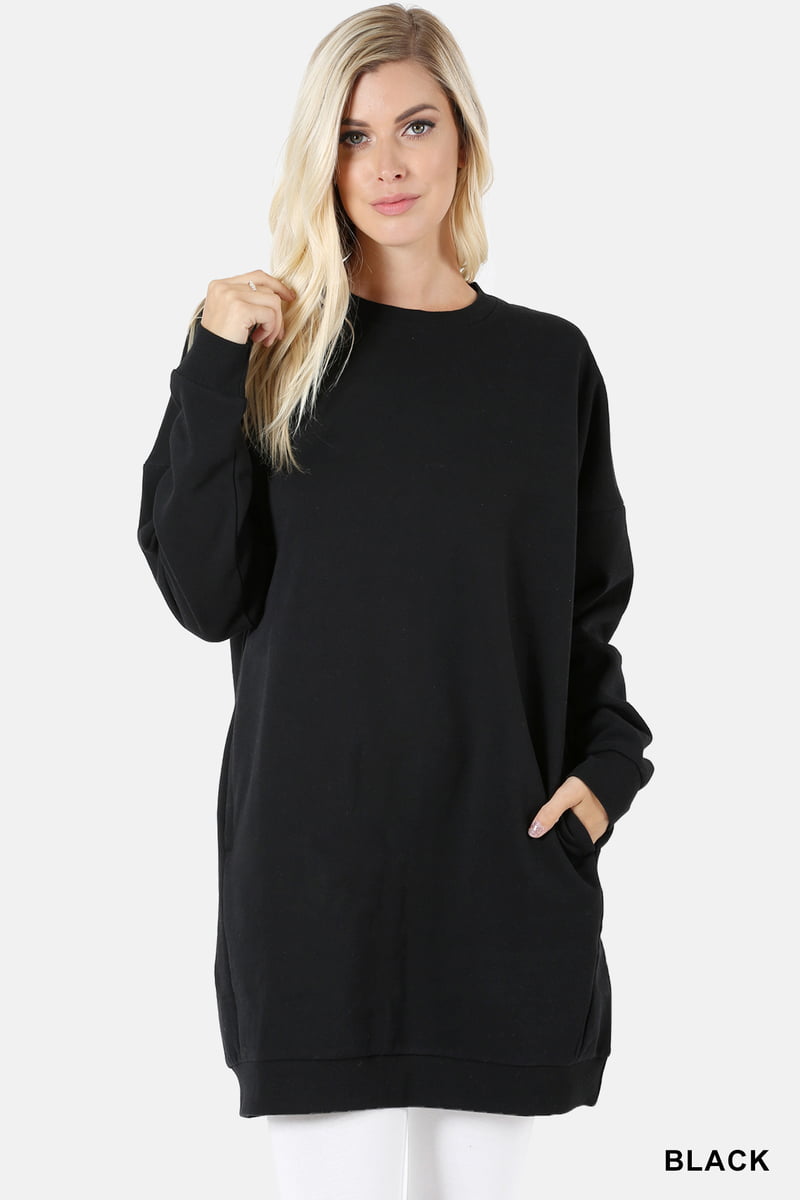 JED FASHION Women's Comfy Fit Crewneck Long Sleeve Pull-Over Tunic ...
