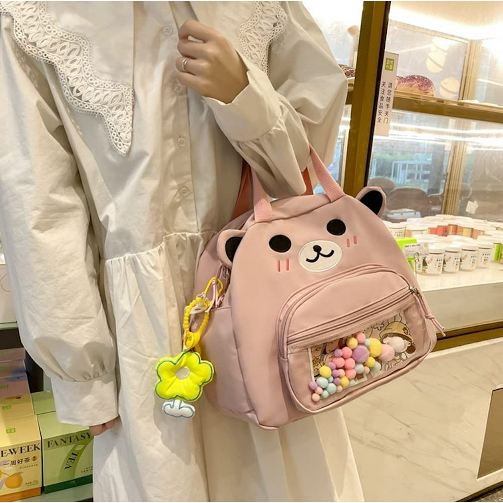 Bear Kawaii Backpack 4 in 1 Adjustable Crossbody Bag Shoulder Bag Tote Bag Cute Aesthetic Backpack Back to School Supplies Pink Walmart