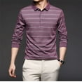 thumbnail image 2 of Men's Cotton Blend Long Sleeve Striped Polo T-shirt, 2 of 13