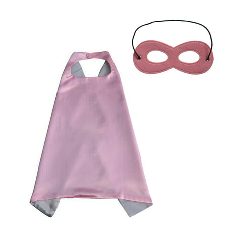 Muka Superhero Capes And Masks Dress Up Halloween Costume For Kid & Adult-Pink/Silver-27.6in x 27.6in