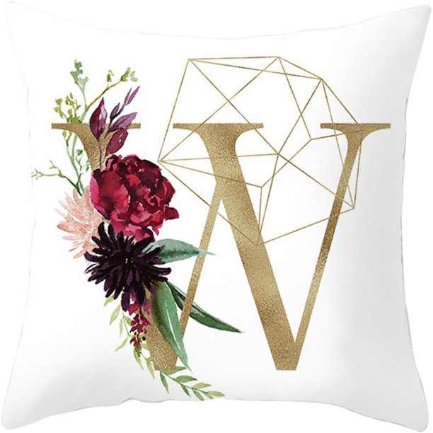 Funda De Cojín Con Letras En Relieve Doradas Y Decoración Con Iniciales De Rosas Decoración Del Hogar Para Primavera/Verano Regalo Para El Día De La Madre