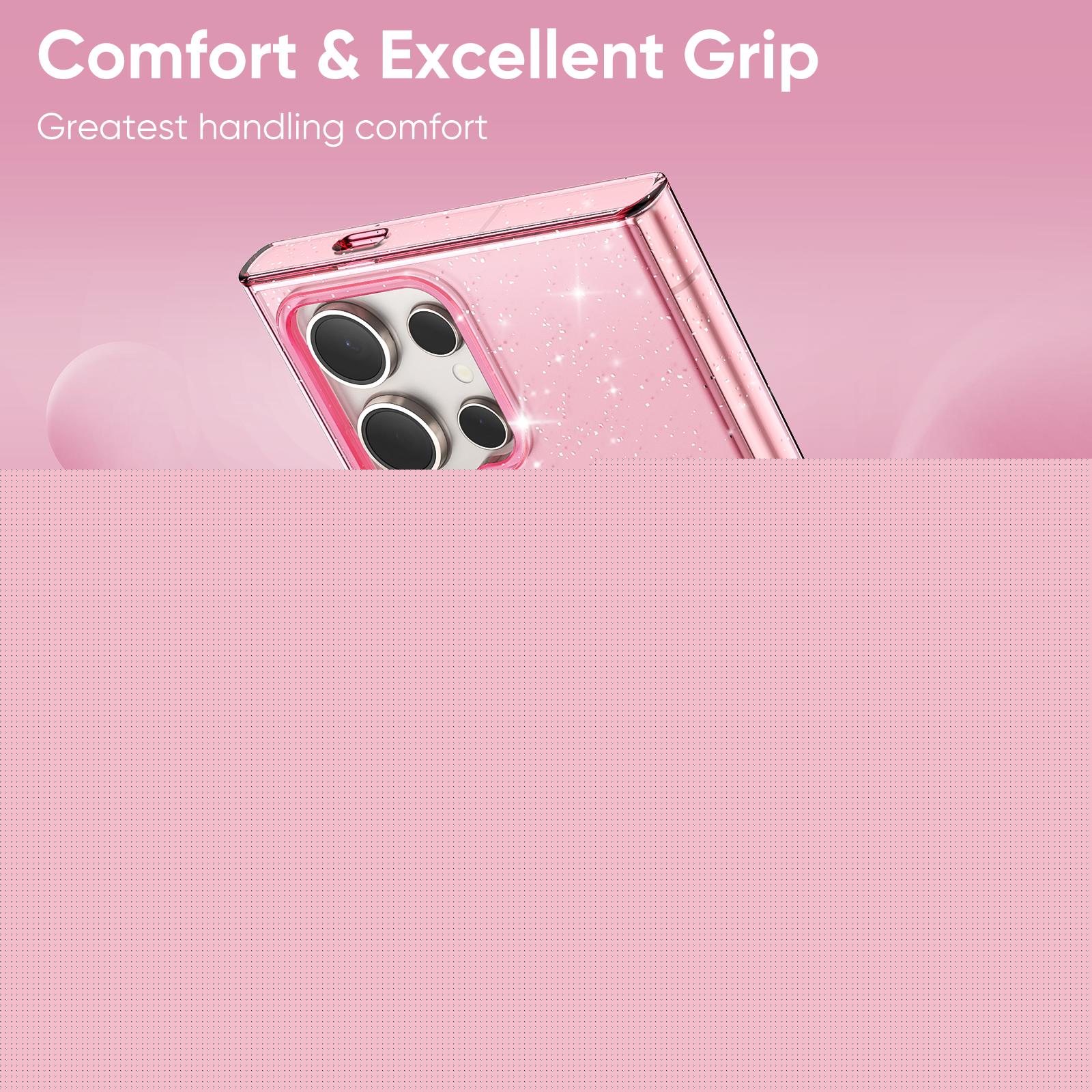 thumbnail image 2 of ELEHOLD for Samsung Galaxy A55 Glitter Clear Case,Transparent Clear Soft TPU Bling Shiny Design Slim Lightweight Shockproof Fashion Girly Case for Samsung Galaxy A55,Pink, 2 of 7