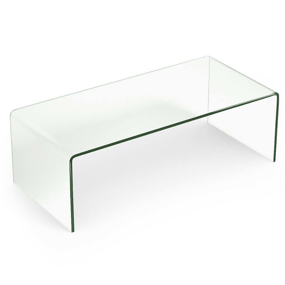 Finihen Tempered Glass Coffee Table, Oval Coffee Table, 42 x 19.7 Inch Clear Tempered Glass Coffee Table with Rounded Edges, for Living Room, Reception Room, Transparent