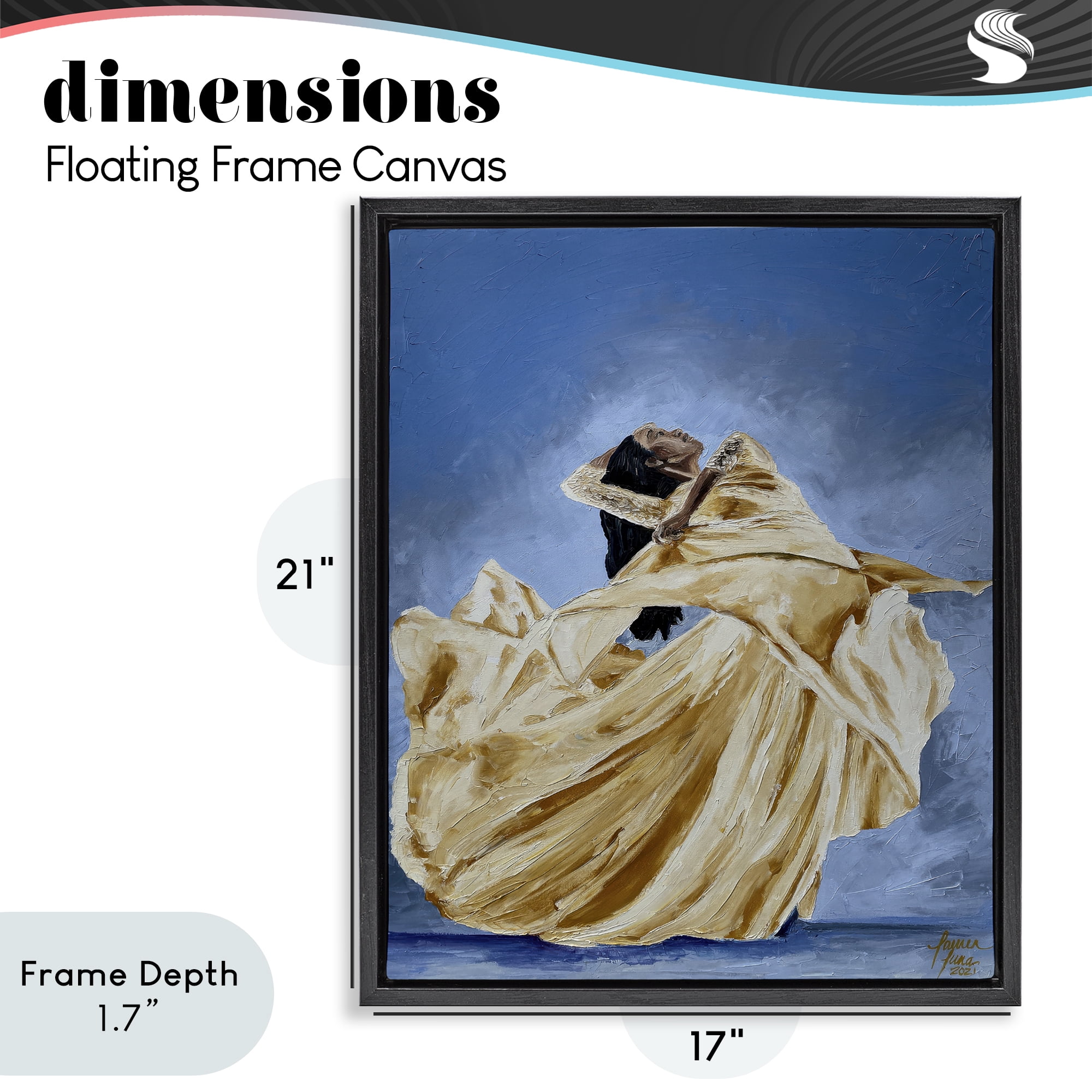 Stupell Industries Expressive Elegant Dancer Black Framed Floater Canvas Wall Art, design by Lauren Luna