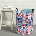 thumbnail image 4 of LNWH Laundry Basket, Flat Color Blue Block Pattern Foldable Laundry Hamper with Handles Waterproof, Small Size, 4 of 8