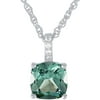 Believe by Brilliance Sterling Silver Plated Simulated Green Amethyst & CZ Cushion Earring and Pendant 2-Piece Set