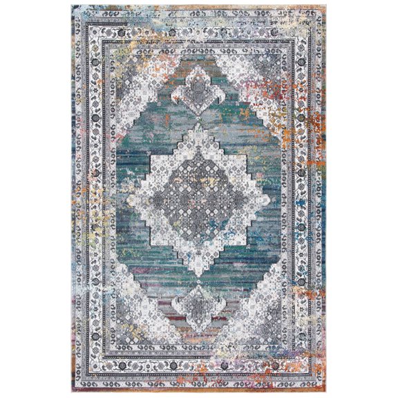 SAFAVIEH Aria Quinton Oriental Area Rug, Ivory/Blue, 5'1" x 7'6"