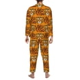 thumbnail image 7 of Salouo Tiger Print Button-Front Long Sleeve Pajama Set for Men, Soft 2Pjs Men's Long Sleeve Sleepwear -Small, 7 of 7
