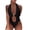 Black, variant on One Piece Swimsuit for Women Women Solid Color One-Piece Deep V Buckle Design Bikini Swimsuit Set
