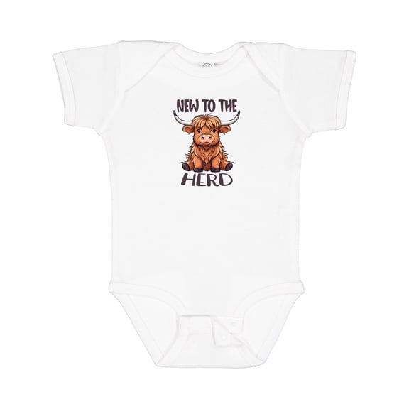 Inktastic New to the Herd Highland Cow Boys or Girls Baby Bodysuit