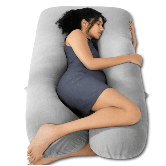Pregnancy Pillows, Cooling Maternity Pillow for Sleeping, 55in U Shaped Body Pillow for Pregnant Support, with Removable Silky Cover, Gray