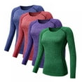 thumbnail image 3 of Gym T-Shirt Women Quick-Dry Compression Top Long Sleeve Sports Yoga Running Soild Colors Tops Tee, 3 of 4