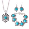 thumbnail image 5 of OUNONA 3pcs Jewelry Set Turquoise Necklace Earrings Bracelet Vintage Pendant Gift for Women, 5 of 6