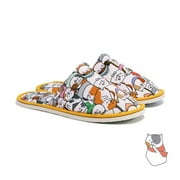 Chochili Men Fat Cat Home Slippers White Orange Lightweight Silent Walk Size 7 to 8