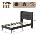 thumbnail image 2 of Flolinda Twin Bed Frame with Wingback Headboard and USB Charging Station, Gray, 2 of 7