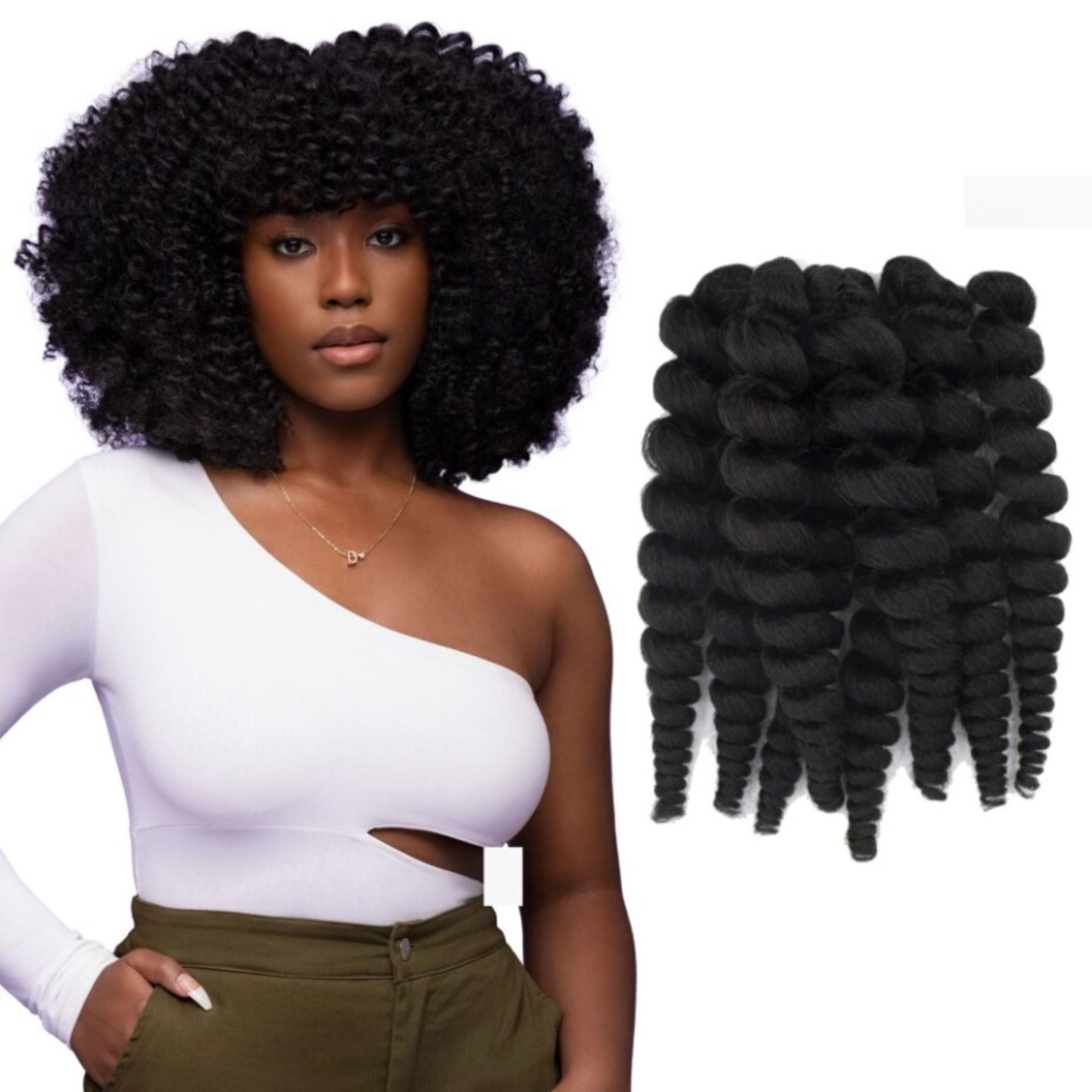 (4 pack) Darling Flexi Rod Curls Crochet Hair 2X Pack, 14 inch, #1B, Female, Adult