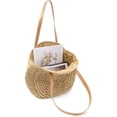 thumbnail image 2 of Bolso de paja para mujer, bandolera, bolso de playa redondo Retro, cesta de la compra, bolso de hombro grande, bolso de compras, 2 of 6