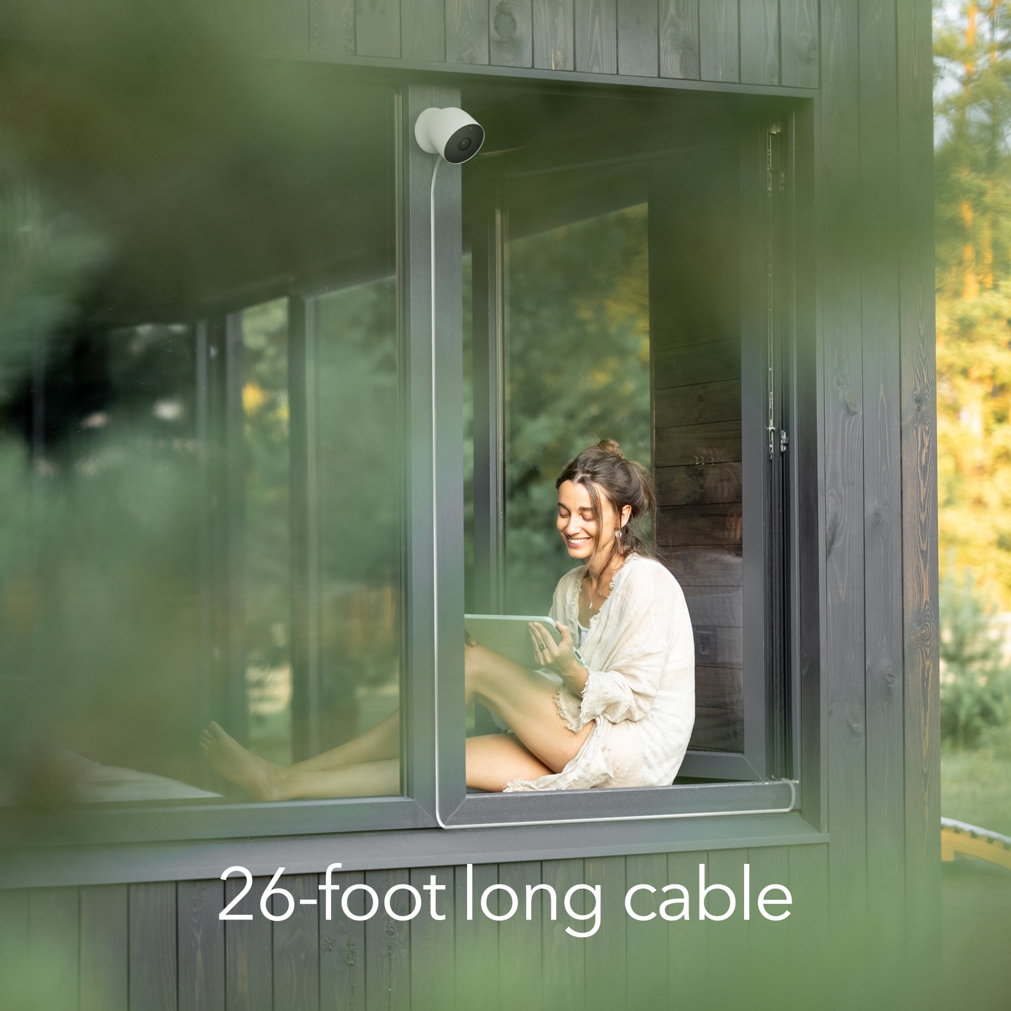 Wasserstein 26 ft Pogo Pin Cable and Adapter (5.2V/2A)- Power Cable Compatible with Google Nest Cam Outdoor or Indoor, Battery - 1 Pack (Nest Cam NOT Included)