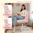 thumbnail image 2 of Ktaxon Teddy Fleece Office Chair, Rabbit Ear Vanity Chair with Adjustable Height, 360-Degree Swivel and Casters, Pink, 2 of 10