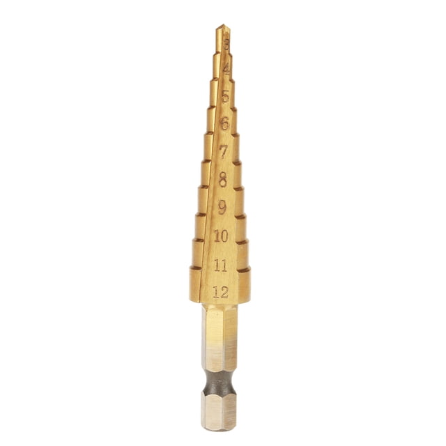 Broca cónica escalonada de acero de alta velocidad, 1 unidad, cortadora de agujeros, vástago hexagonal, broca de titanio (3-12 mm)