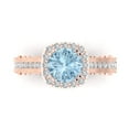 thumbnail image 2 of 2.7ct round cut blue natural aquamarine 18k rose gold halo Bridal Wedding Engagement Promise Anniversary Ring for Women size 11, 2 of 7