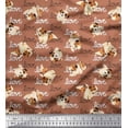 thumbnail image 1 of Soimoi Velvet Fabric Love Text & Puppies Dog Fabric Prints By Yard 58 Inch Wide, 1 of 1